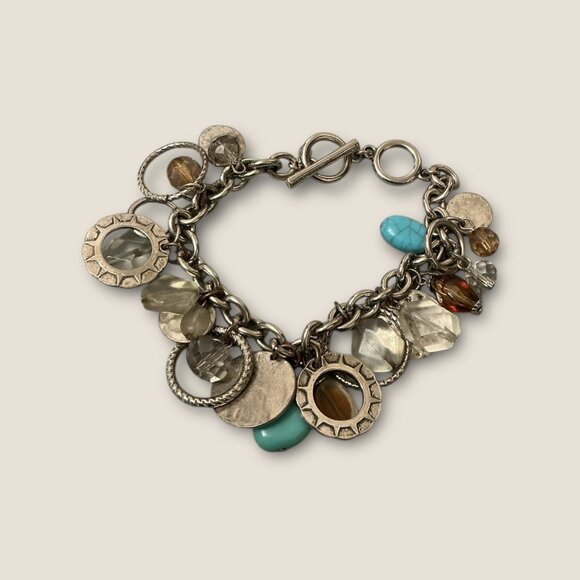 Premier Designs Chunky Charm Bracelet With Mixed Beads & Textured Discs - Picture 2 of 4